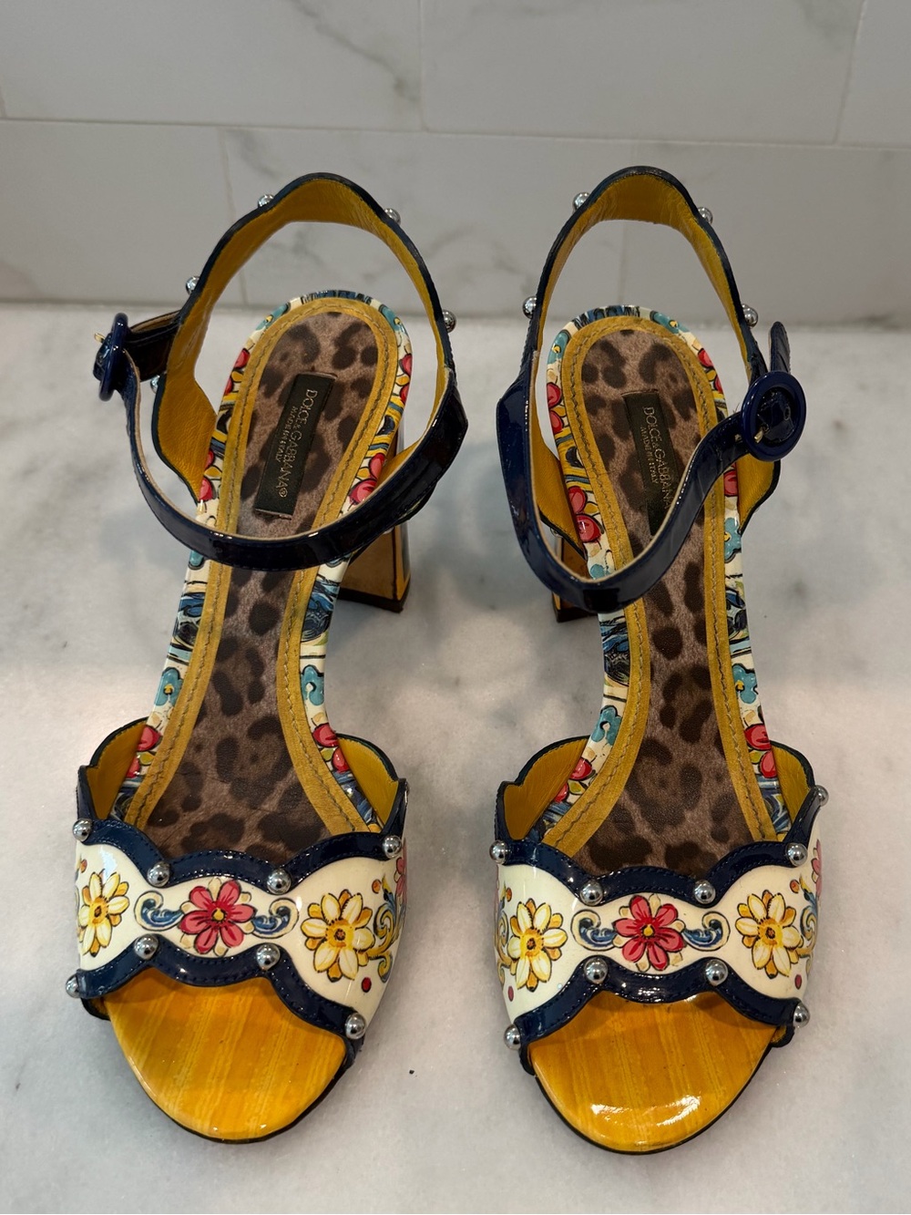 Dolce Gabbana Women’s Floral Yellow Open-Toe Sandals